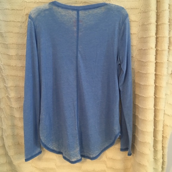 Seven 7 Beaded Burnout Top Sheer Long Sleeved Gauzy Blue Small Sequins Fairycore - Picture 7 of 8